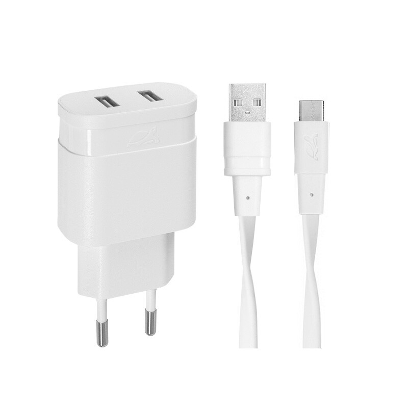 RIVACASE PS4123 WD3 wall charger white 3,4A/ 2USB, with Type C cable, 12/96